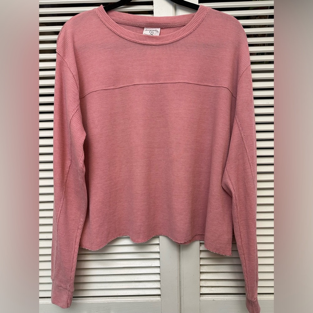 Dreamsicle Waffle Knit Cropped Long Sleeve Size Medium